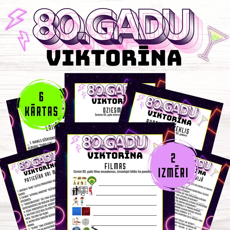Spēle "80. gadu viktorīna", digitāls PDF fails
